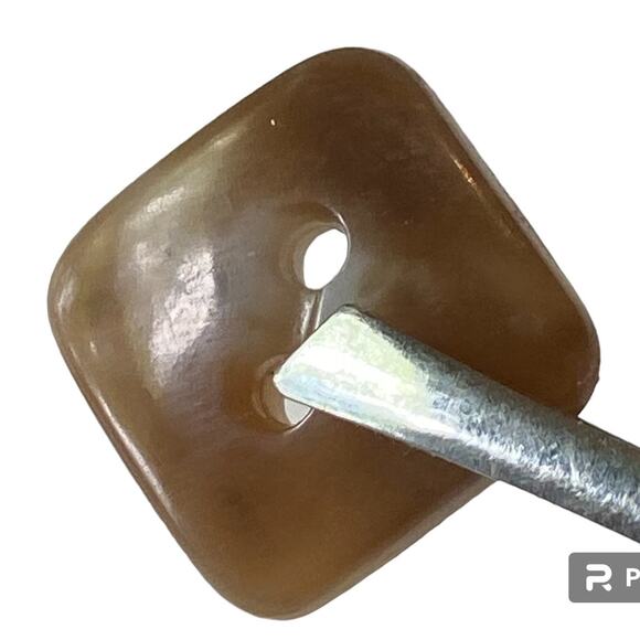 Two Center Hole Buttons Brown Marble Square Plastic Domed Lot of 4 - Picture 8 of 9